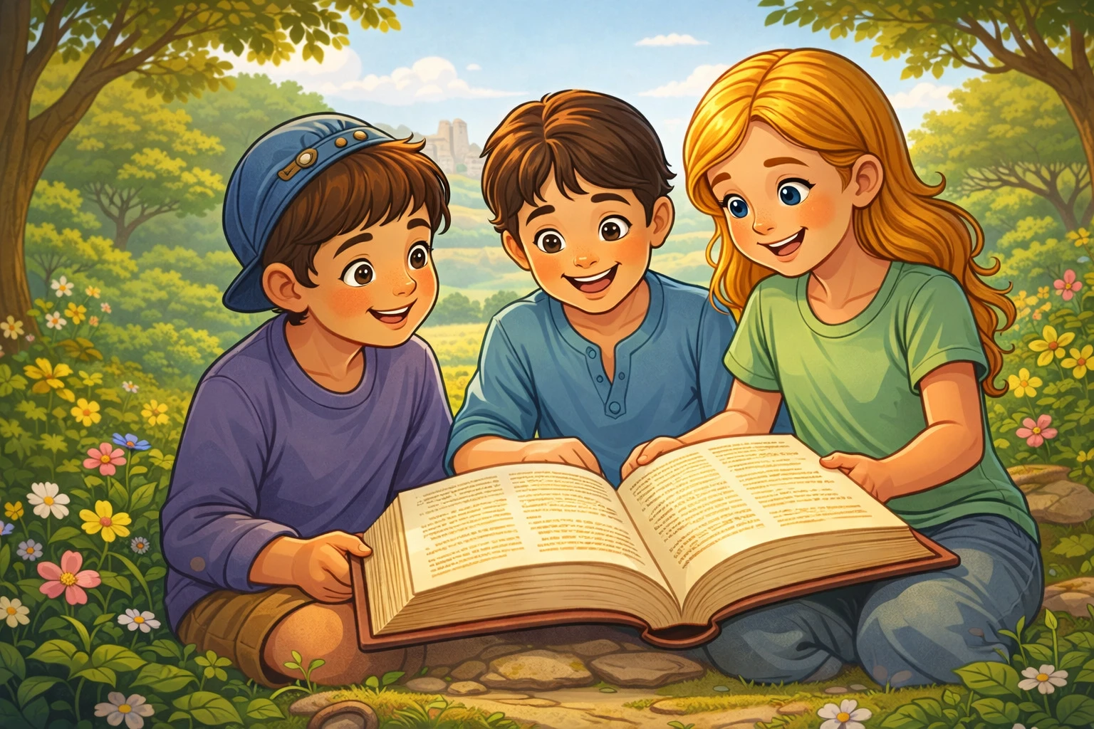 Kids reading the Bible